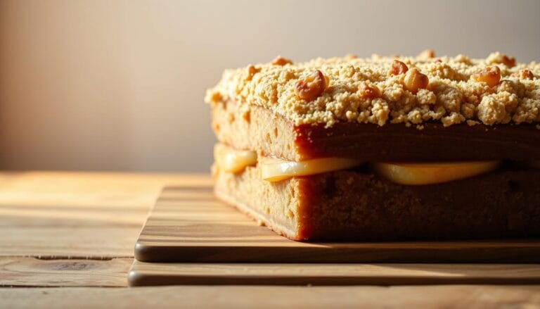 Homemade apple and coffee cake with cinnamon topping