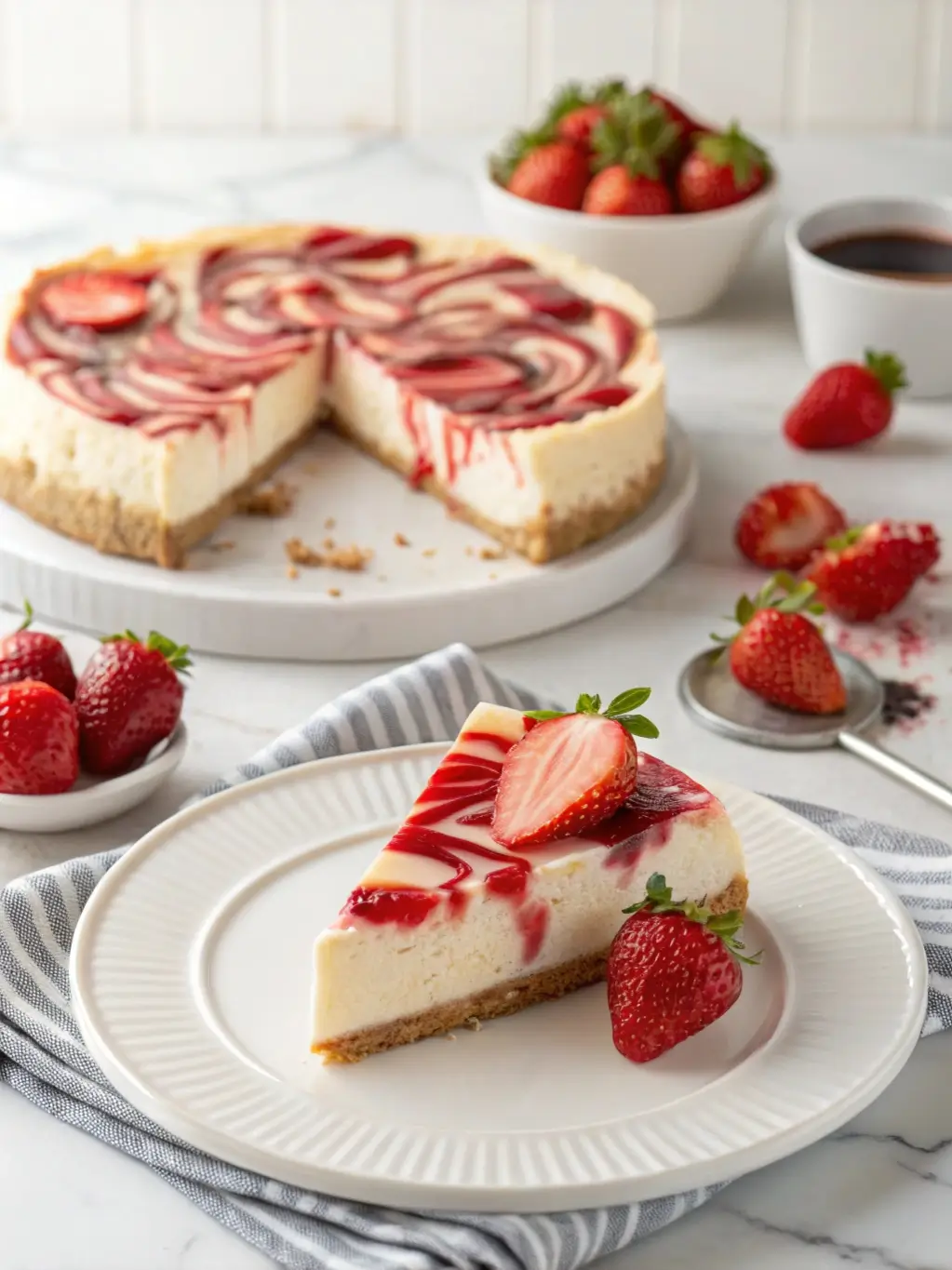 Strawberry Swirl Cheesecake